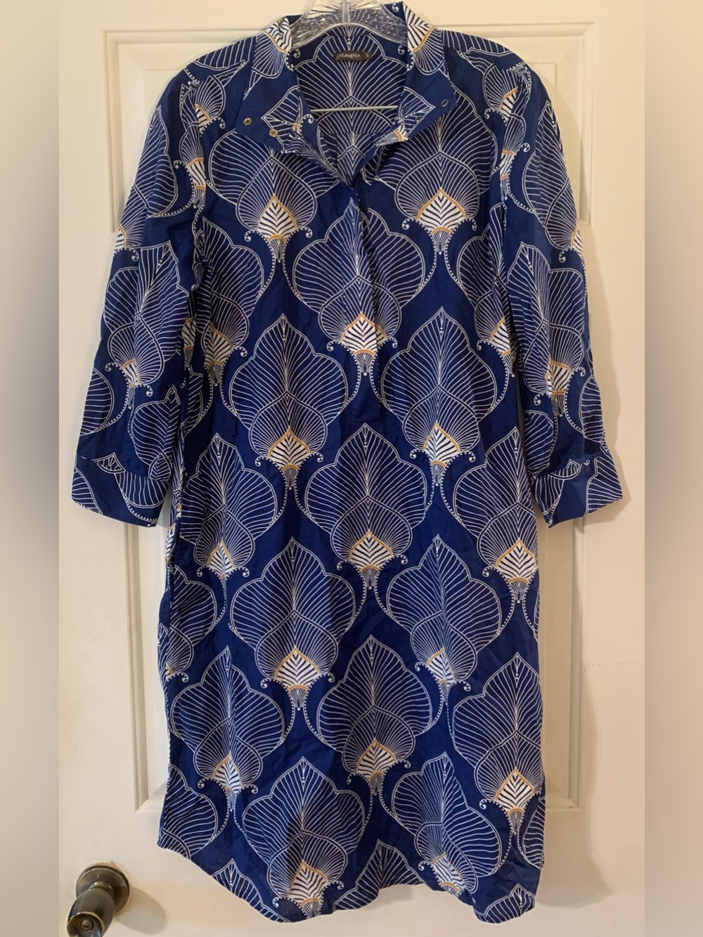 J Mclaughlin Navy Blue Patterned Women's Dress S